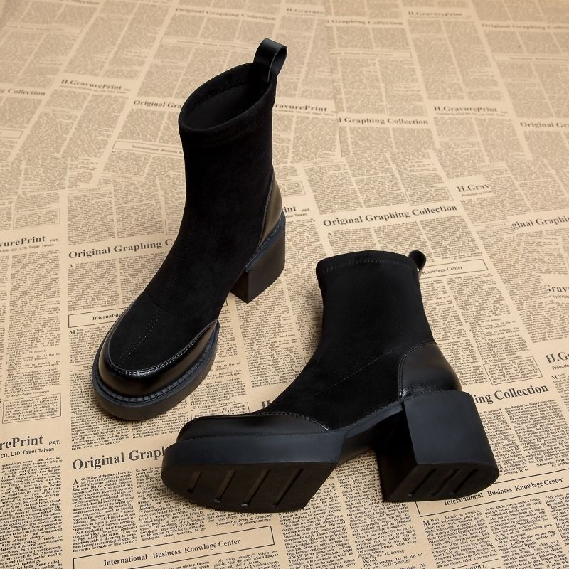 Thick-soled boots thick-heeled platform...