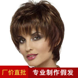 假发批发亚马逊速卖通跨境货源蓬松短卷发高温丝玫瑰网欧美假发女