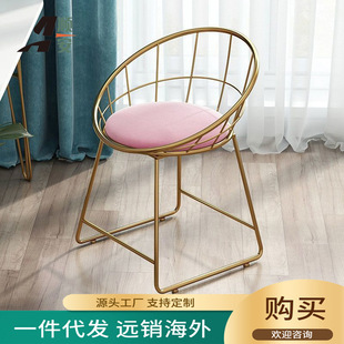 Nordic Light luxury bedroom girl's home dressing round Bird's Nest stool simple iron hollow nail salon chair