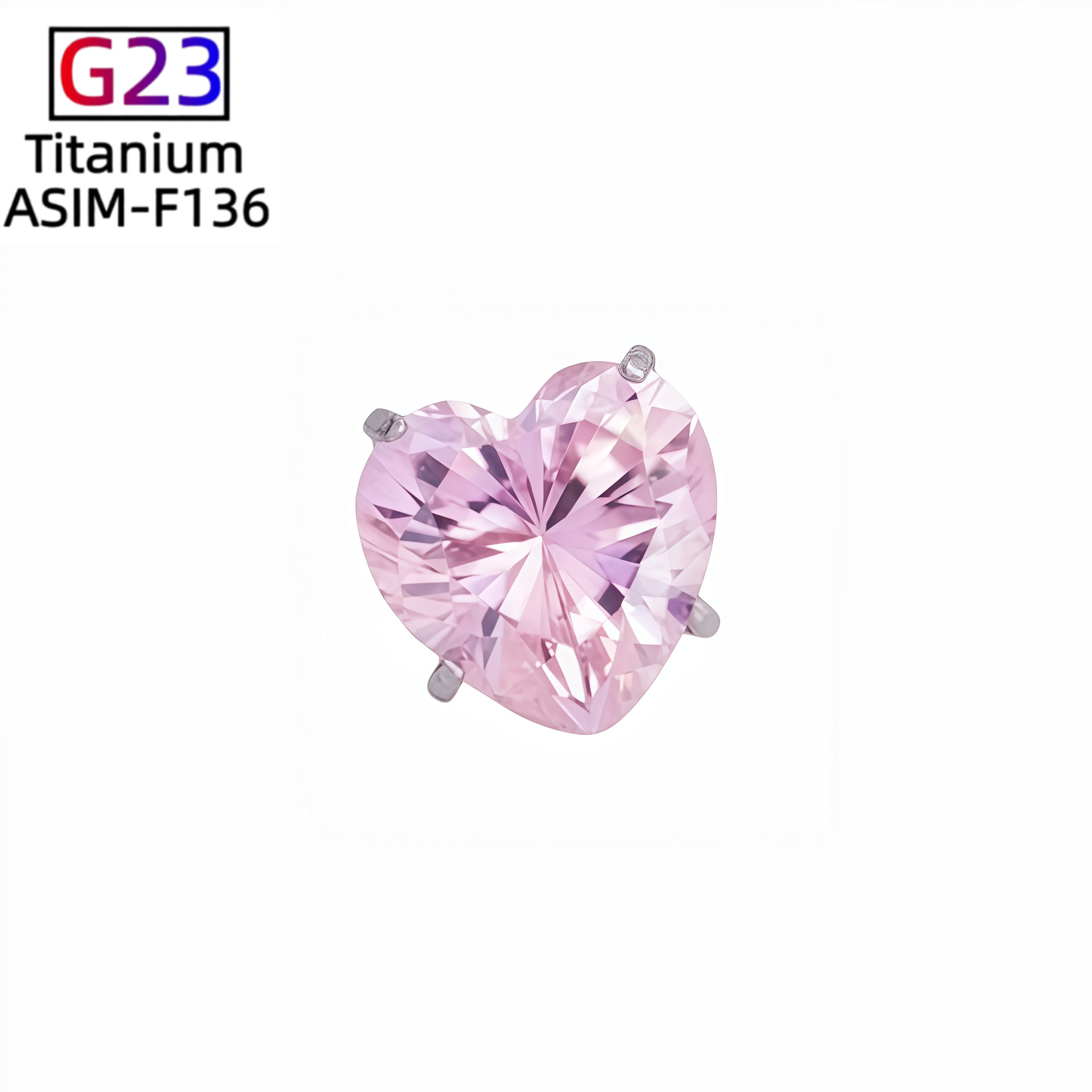 G23 Titanium Earring Heart Zircon Four-Claw Pointed Bottom Ear Bone Nails Lip Eyebrow Nails detail image 12