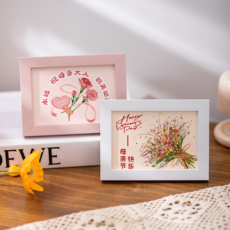Ladieswear's Day 3.8 Women's Day Gift Mom I Love You Creative Illustration Photo Frame Decoration Table Gift for Mom