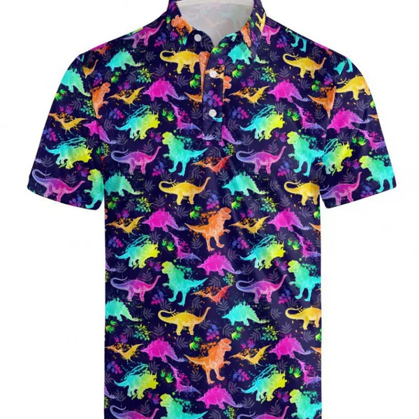 2024 New Cross-border Amazon Men's Polo Shirt Short-sleeved Quick-drying Printing Moisture-wicking Fun Casual