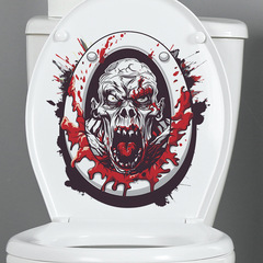 Foreign Trade Halloween Horror Skull Breaking Wall Bathroom Toilet Decal Home Decor Wall Sticker Self Adhesive Wholesale Cross-border