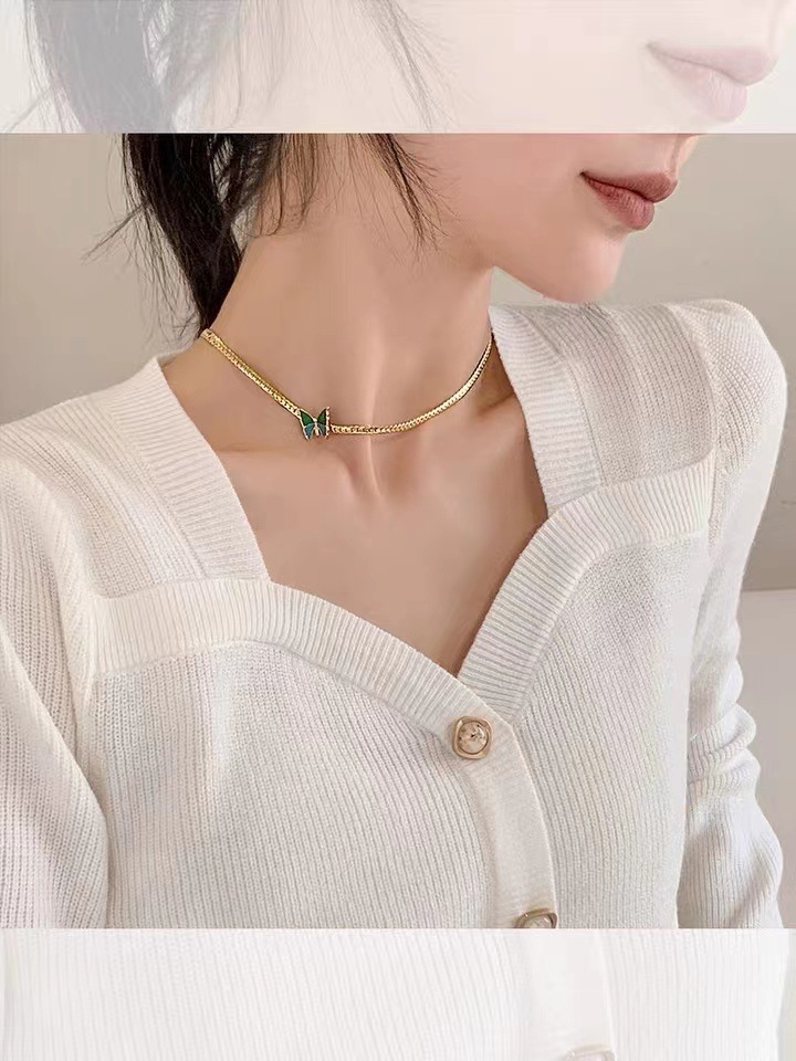 Fashion Butterfly Titanium Steel Necklace