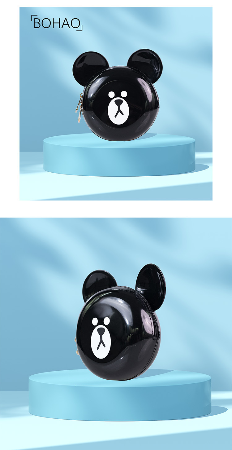 Little bear head PVC cute jelly bag, fashionable and versatile dinner bag, dirt-resistant and easy-to-wash, macaron-colored cartoon bag undefined