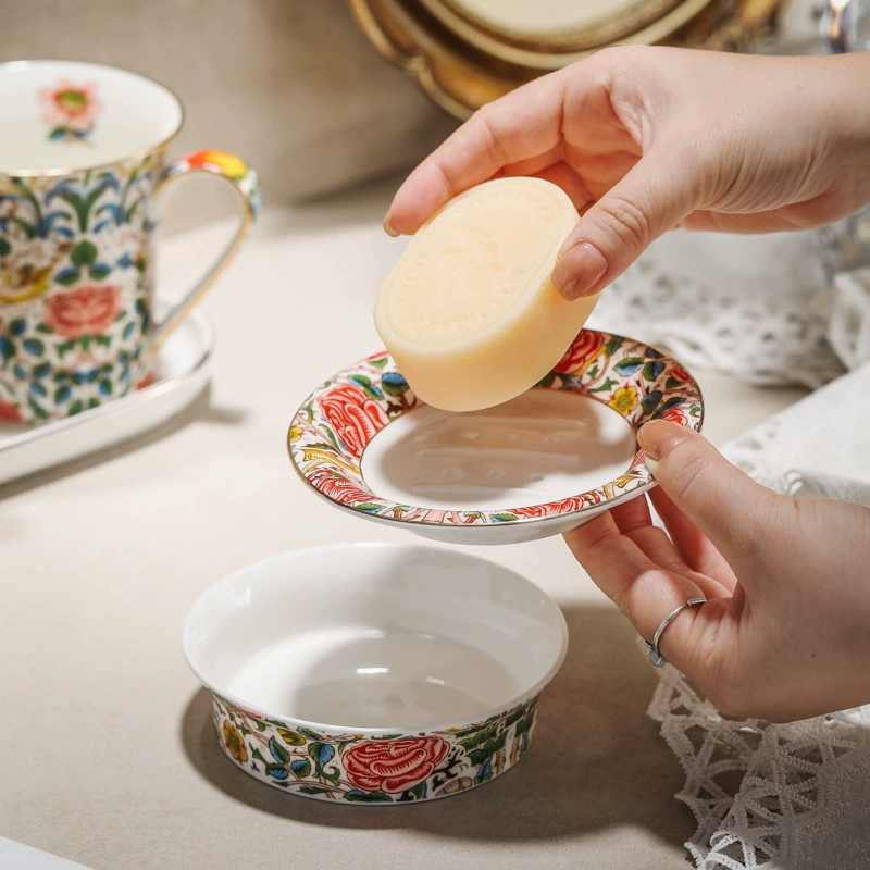 Ceramic set contains rose for home use, mouthwash for beloved, toothbrush, mousse