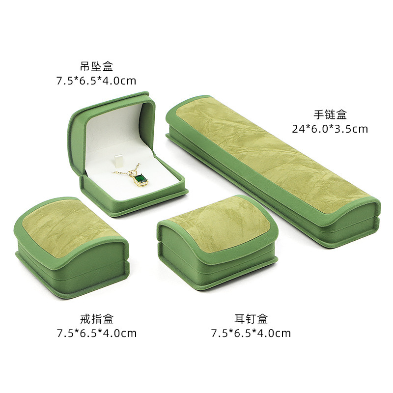 Nueva caja de joyería curva de alta gama, caja de almacenamiento, caja de anillo de franela, collar colgante, aretes, pulsera, caja de joyería