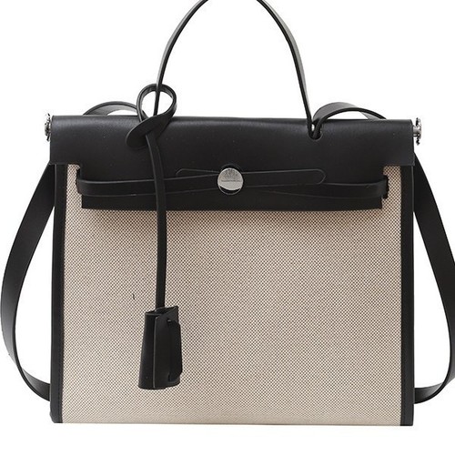 Luxury Handheld Kelly Tote Bag 2025 Cross-border New Canvas Color-block Large Capacity Commuter Shoulder Bag