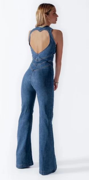 hot style spring new slim slim fashion street retro style high waist denim jumpsuit_mkmklike.com