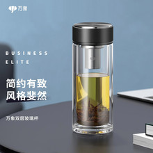 万象（WANXIANG）双层耐热玻璃杯410ml带滤网商务办公水杯V274ML