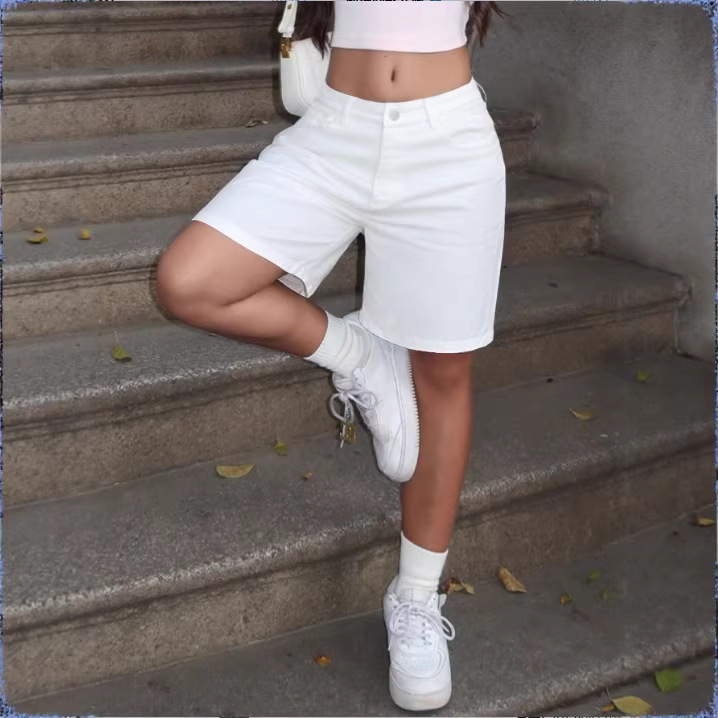 Atc90477 Women's New 2023 Summer High-Waisted Thin Loose-Fitting Slimming Denim Shorts for Outer Wear Atc90477 Women's New 2023 Summer High-Waisted Thin Loose-Fitting Slimming Denim Shorts for Outer Wear