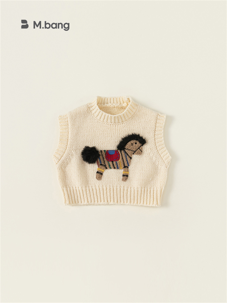 Youbao ropa para niños primavera y otoño ropa para niños chaleco para niños ropa exterior lindo bebé dibujos animados pony chaleco de punto QY23279