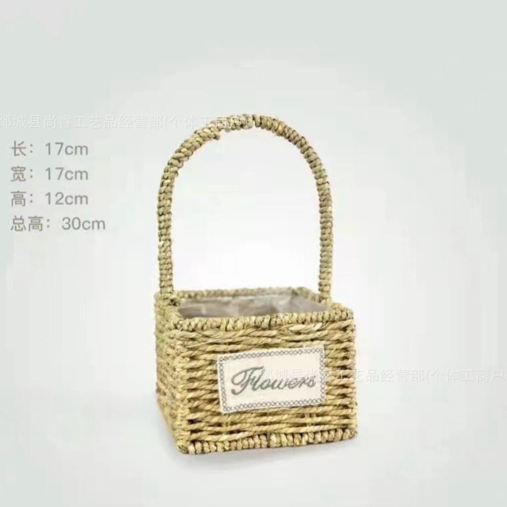 Cestas de flores tejidas a mano tejidas de paja bambú tejidas de flores tejidas a mano imitación de vid y fruta huevo caja de regalo cesta pastoral