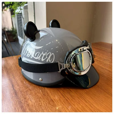 Motosiklet kaskı (dəbilqə) | Helmet Motorcycle Helmet - gray-ear-style-brim-goggles-one-size