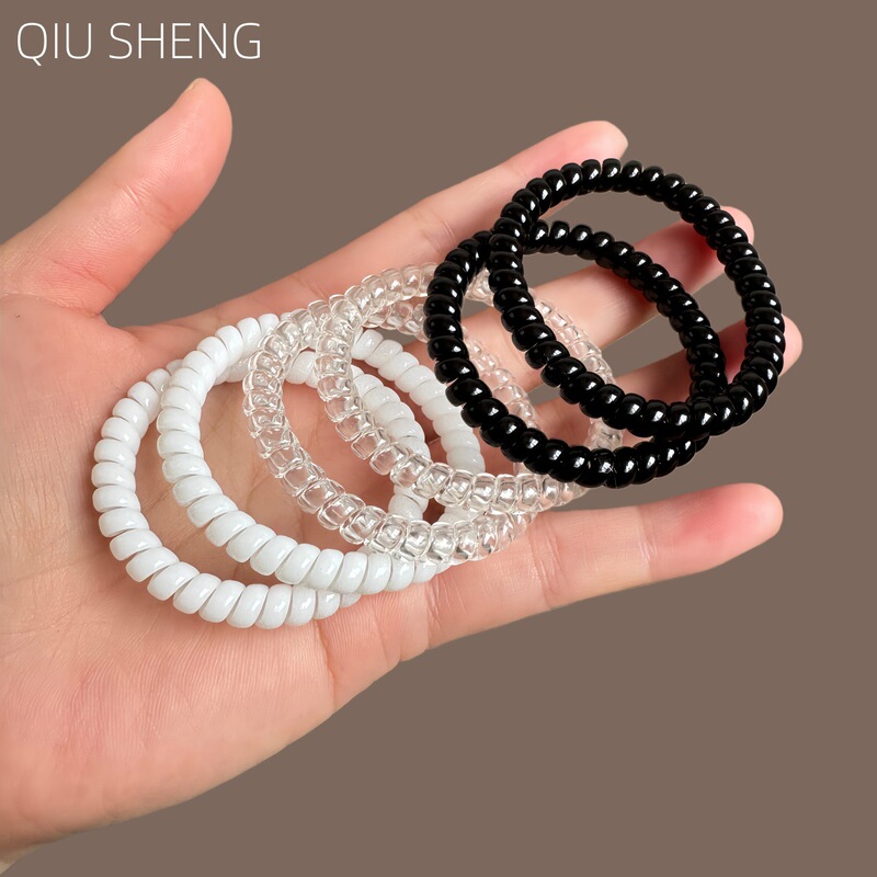 Transparent Telephone Wire Hair Ties, Thin Rubber Bands, Hair Accessories, White Rubber Rings, Small Hair Elastics for Ponytails Transparent Telephone Wire Hair Ties, Thin Rubber Bands, Hair Accessories, White Rubber Rings, Small Hair Elastics for Ponytails