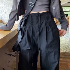 高腰パラシュート工装ズボン女性春夏新作高街アメリカ広腿ズボン軽薄速乾レジャー運動ズボン