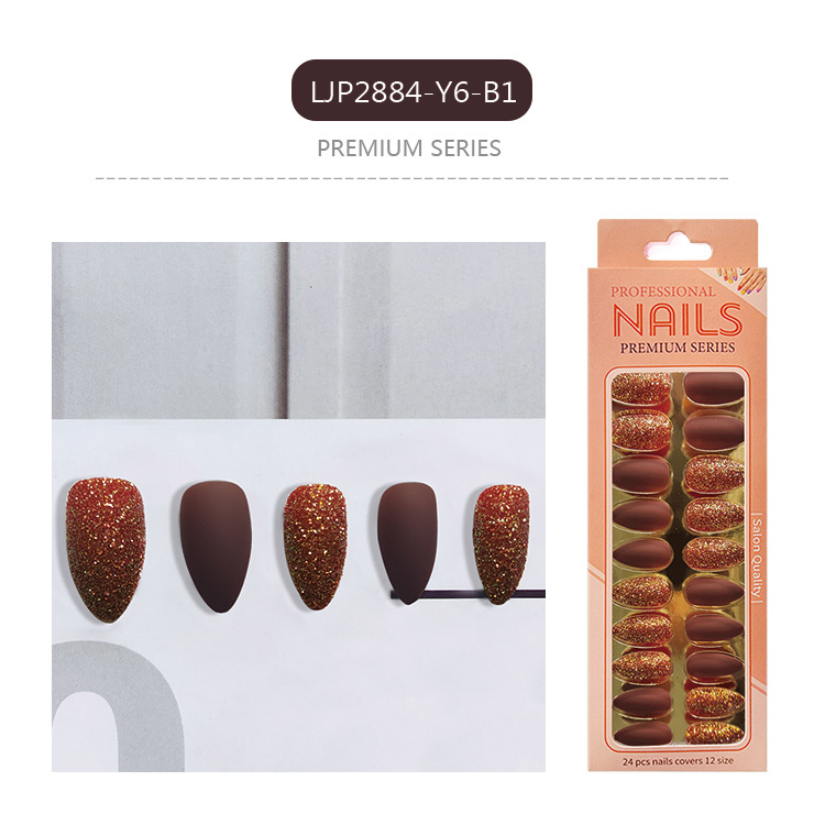 Uñas postizas removibles de color sólido brillante, 24 piezas, puntas de uñas largas en forma de almendra en una caja de papel, uñas de longitud media para decoración de uñas.