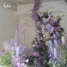 浪漫紫色系仿真花 婚庆路引花排插花酒店布置 绣球玫瑰蝴蝶兰假花