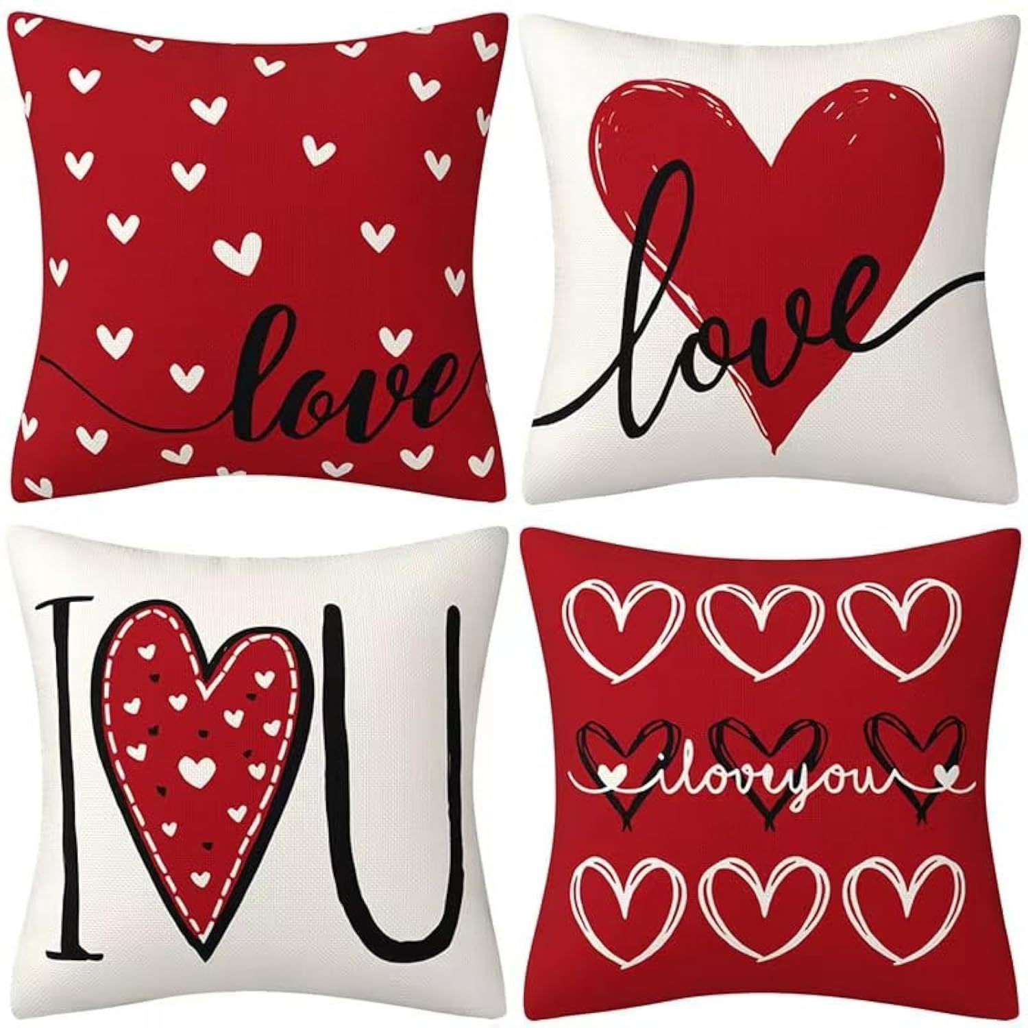 Día De San Valentín Romántico Carta Forma De Corazón Lino Fundas De Almohada Ropa De Cama display picture 1