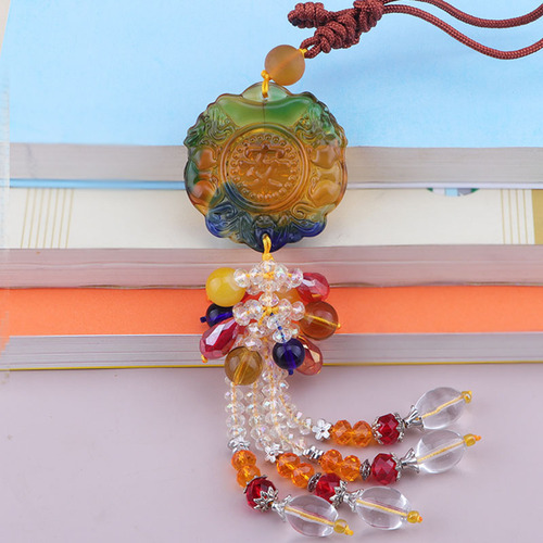 In and out of Ping An car pendant, in-car Ping An Talisman crystal pendant, car Kuaishou rearview mirror pendant