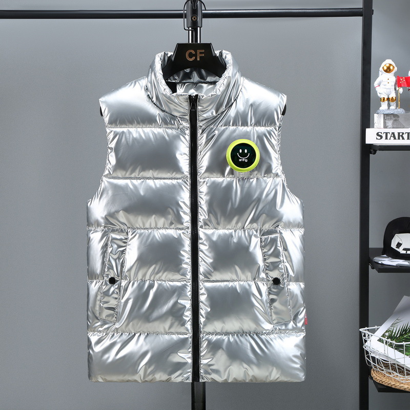 글로시 노워시 조끼 - 웃는 얼굴 로고 실버