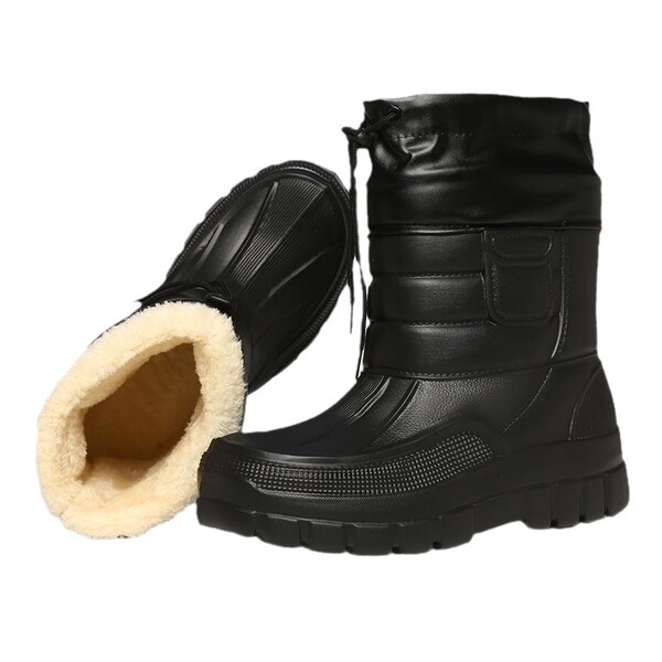 Men's winter long tube snow boots plus velvet warmth and thickened…