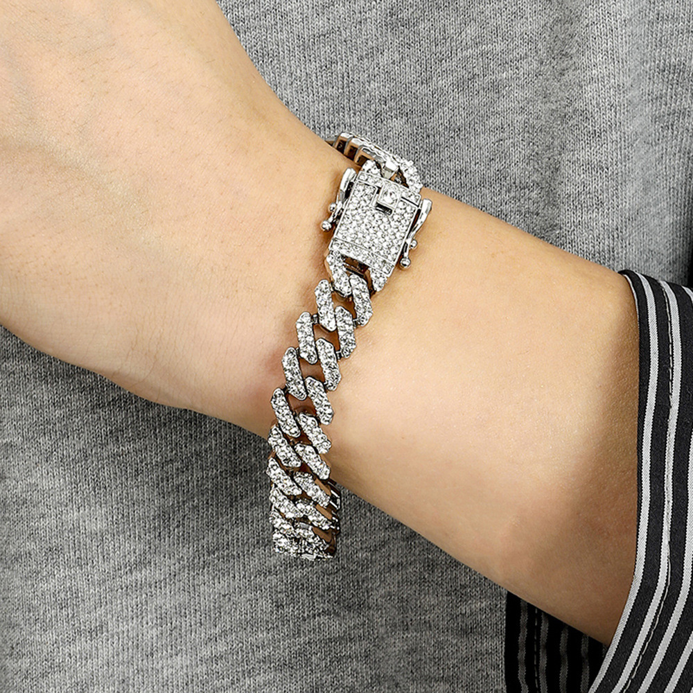 Cuban Link Bracelet For Men 15mm Full Diamond Hip Hop Style_voghion.com