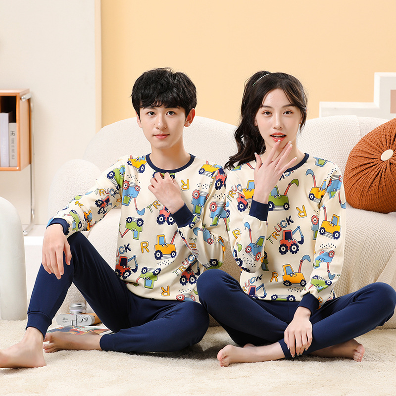 秋冬中大童纯棉打底内衣套装青少年卡通家居服睡衣男女童秋衣秋裤