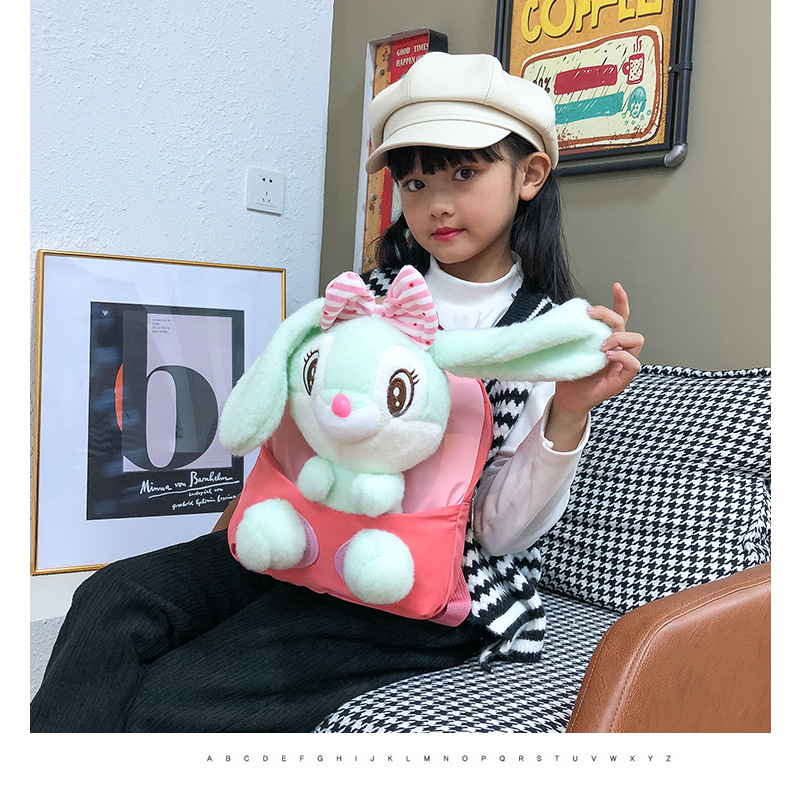 New children's backpacks, cute rabbit dolls, student kindergarten schoolbags, creative baby plush backpacks, printed undefined