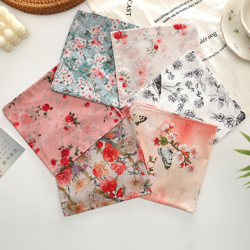 34cm Women's High-End Gift Box Set Handkerchief Old-Fashioned Retro Style Chinese Handkerchief Portable Thin Absorbent Hand Towel