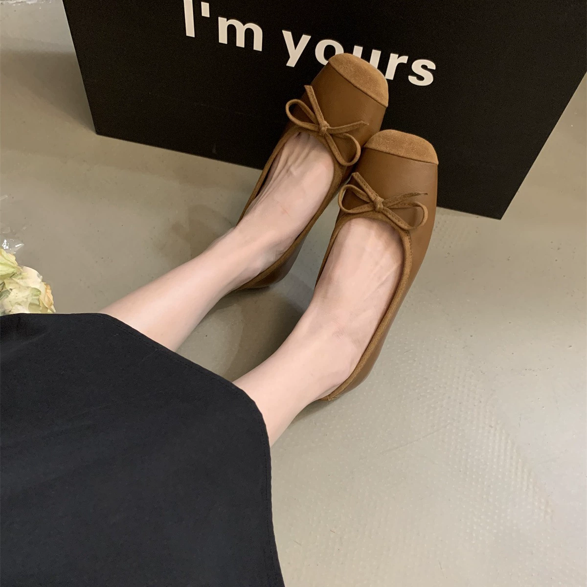 Балетки Dou Dou Shoes 2023 новый летний ретро нежный темперамент Феи Феи однотонные мягкие подсветки лёгкие одиночные туфли