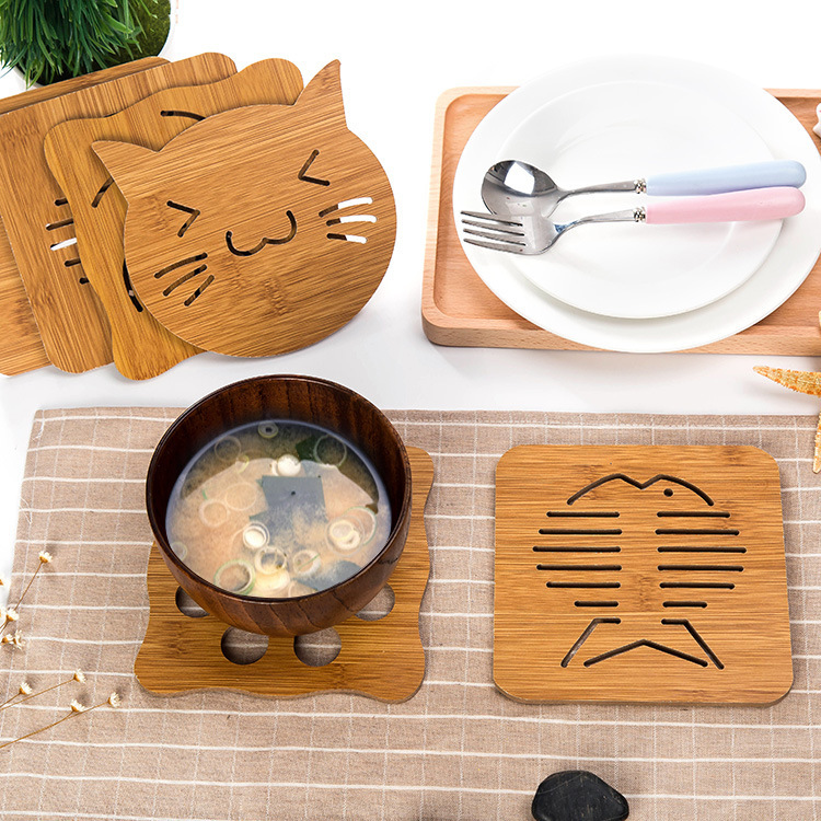 Wooden placemat heat insulation pad creative dining table pad plate mat household anti-scalding pad pot cushion casserole bowl cushion coaster