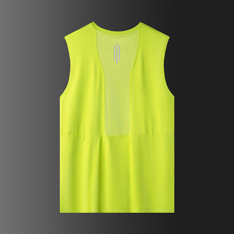 Camiseta sin mangas para hombres de verano delgada chaleco deportivo de hielo cuello redondo transpirable hombro camiseta de ejercicio para mujeres de yoga
