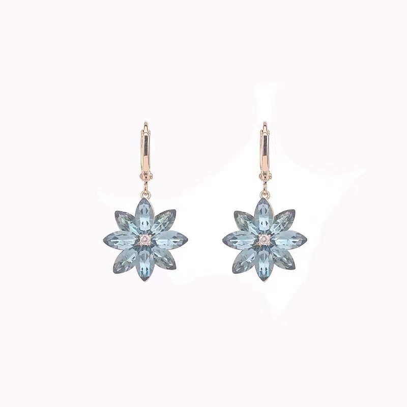 Simple Style Flower Alloy Inlay Glass Women's Drop Earrings display picture 2