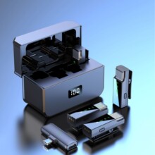 跨境无线领夹麦克风新款一拖四数显手机直播麦收音领夹式话筒私模