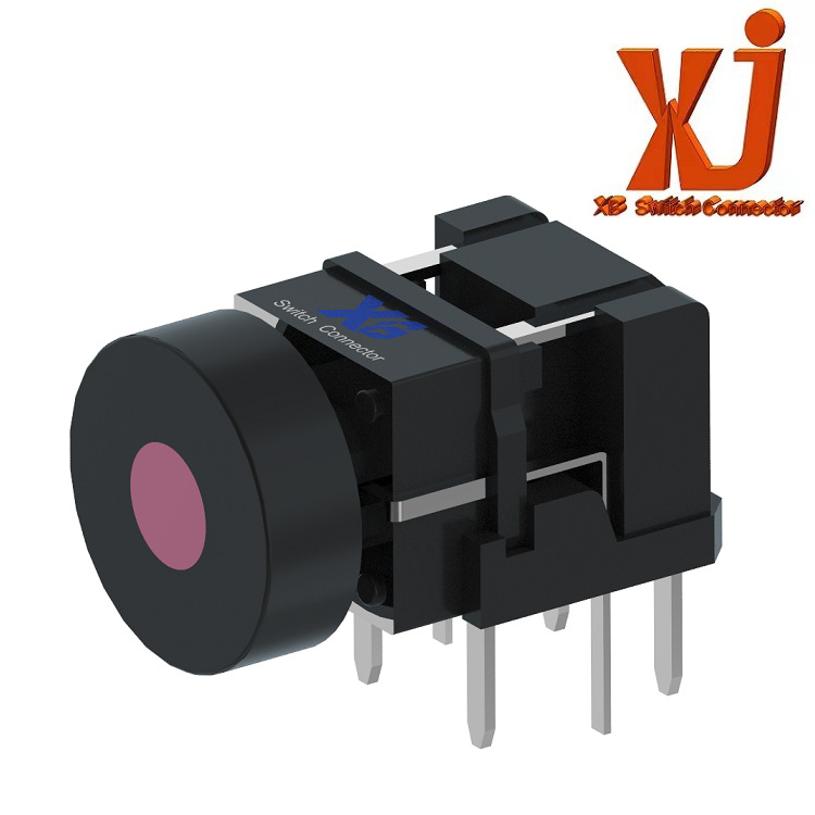 卧式LED按键带灯开关 侧按带灯轻触开关 圆帽按钮开关粉灯