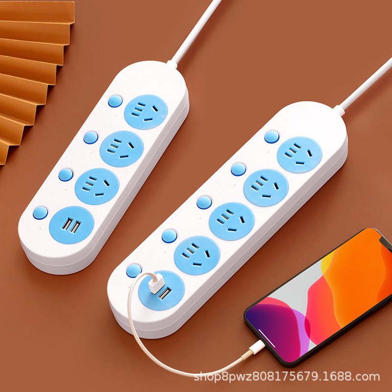 独立开关排插USB长线办公宿舍插排多功能多孔接线板家用转换插座