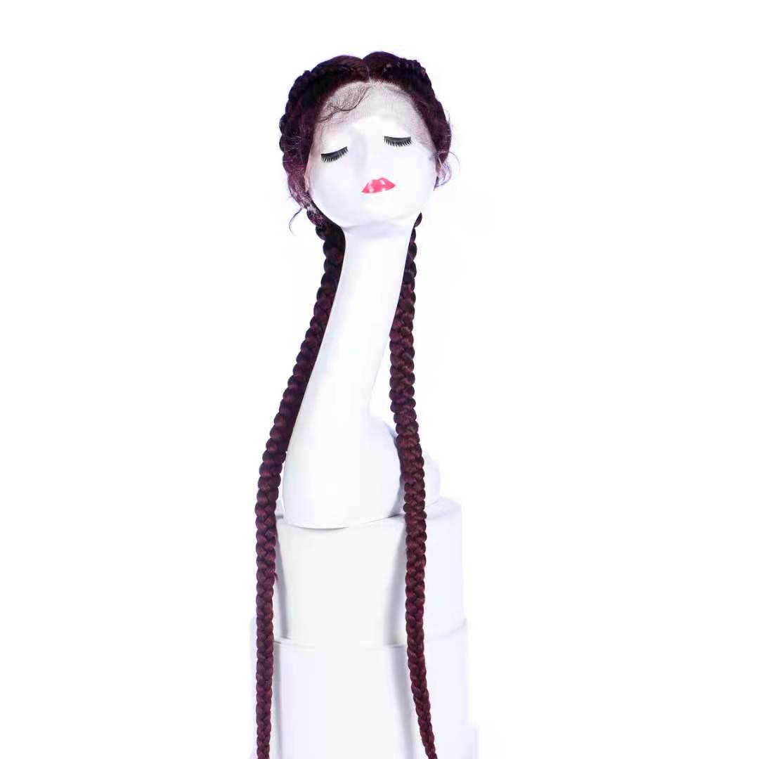 Comercio exterior frente a la peluca de encaje cuatro trenzas de hueso de pescado trenzas de seda japonesa trenzada peluca de encaje 4 plat