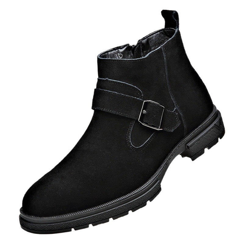 2024 Men's Chelsea Boots New Style Top Layer Cowhide fleece-lined Warm European and American Anti-Velvet Winter All-Match Men's Boots