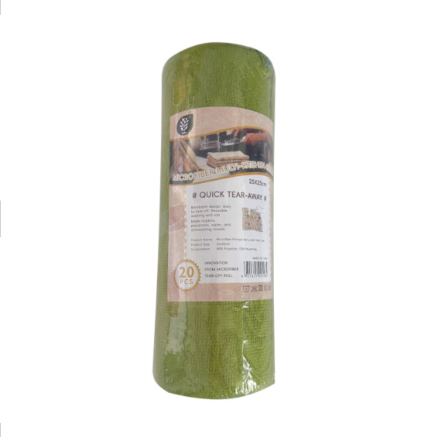 Perezoso rollo de mano rasgada toallas de cocina doméstica gruesa gruesa seca y húmeda dobles rollo de microfibra fábrica al por mayor