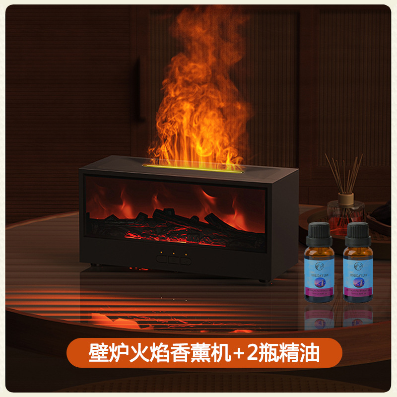 Nueva chimenea máquina de aromaterapia de llama Humidificador de chimenea de carbón de simulación 3D Escritorio doméstico Control remoto Luz ambiental colorida
