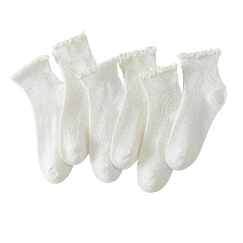 Cute Pleated Ankle Socks for Women, Winter Warm Knitted Ruffle Socks, Women's Lettuce Edge Invisible Socks