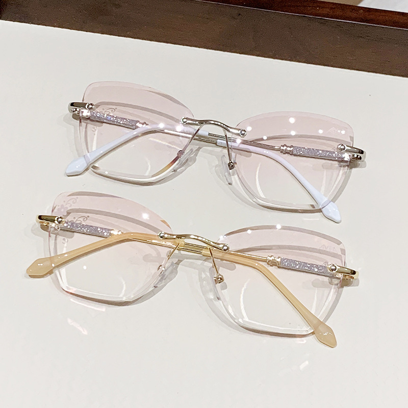 Gafas de presbicia de luz anti-azul gafas de presbicia de moda de corte brillante rosa brillante