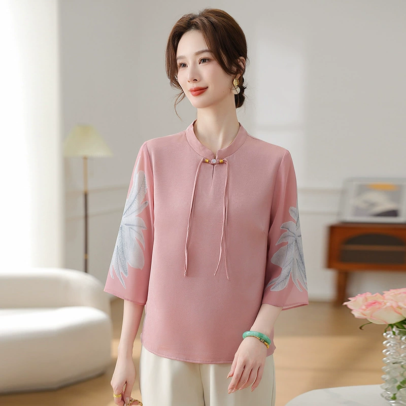 Новая китайская мама весной и летом рубашка 2025 новая женская одежда среднего возраста
