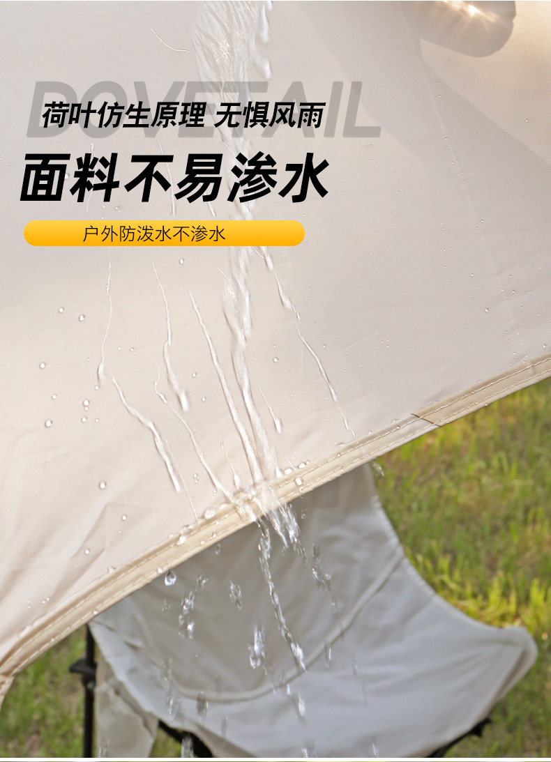 Outdoor Swallowtail Canopy Camping Tent with Black Coating, Sunshade, Windproof and Rainproof Camping Gear, Black-Coated Canopy Tent