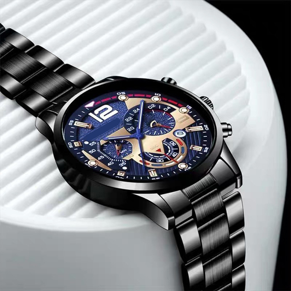 Reloj de hombre de comercio exterior nuevo reloj de hombre de moda de negocios calendario de correa de acero relojes de pulsera no mecánicos relojes de cuarzo