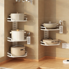 Adjustable Triangular Corner Kitchen Shelf Wall Mount Pot Rack Multi-level Kitchen Storage Rack for Hanging Pots