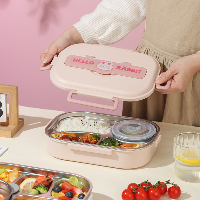 304 de acero inoxidable compartimiento aislado caja de almuerzo estudiante separado sellado caja de almuerzo con tapa caja de almuerzo cuatro rejilla cinco rejilla