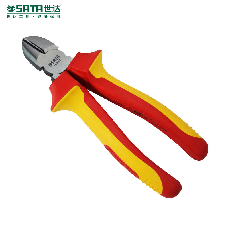世达（SATA） 绝缘耐压斜嘴钳6英寸电工钳子电线钳 70232