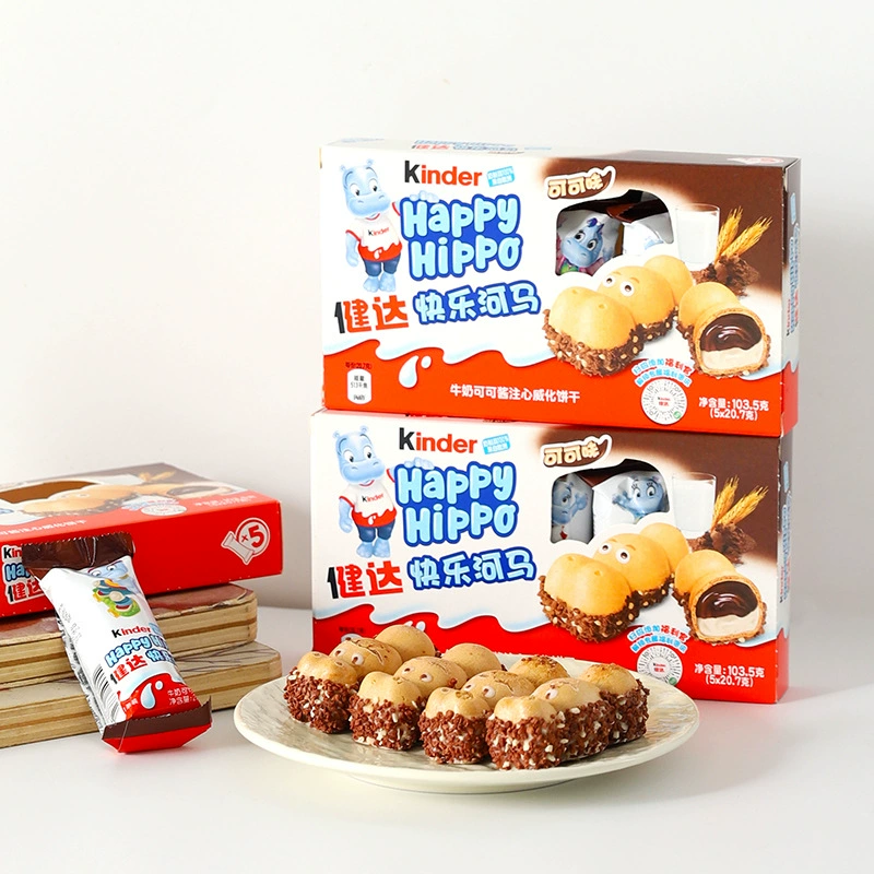 Снэк Kinder Happy Hippo шоколадно‑молочный с фундуком, 103,5 г, импорт из Германии